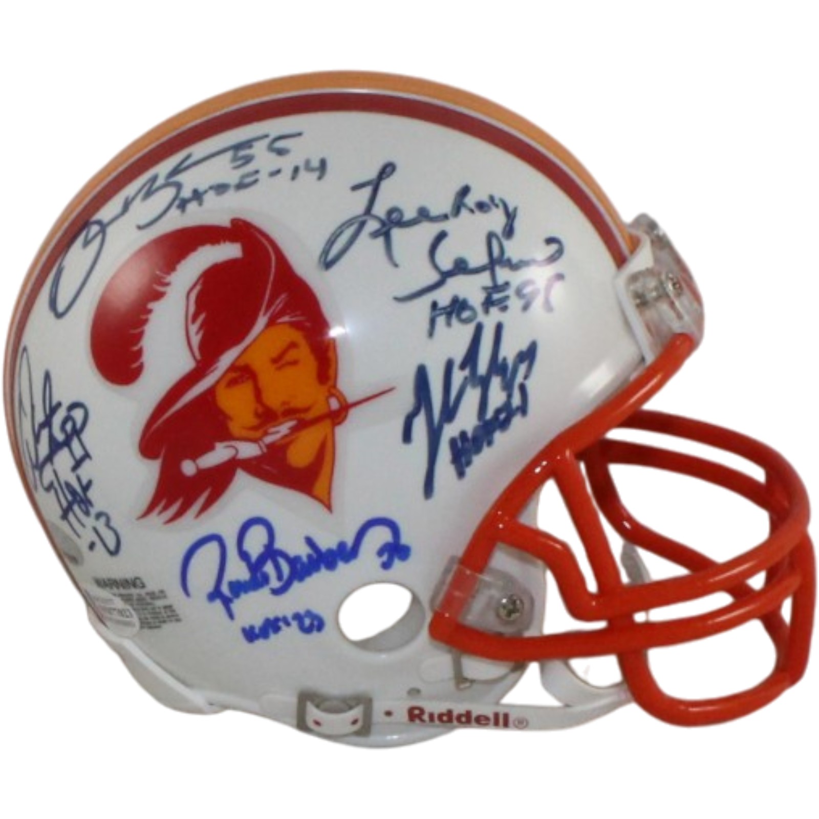 Lee Roy Selmon +4 Tampa Bay Buccaneers Signed 75-96 Mini Helmet Beckett 57261