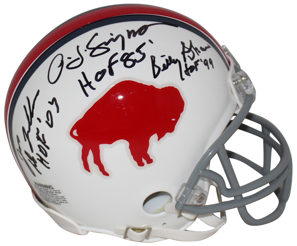 Buffalo Bills HOF Signed Mini Helmet Simpson Shaw Delamielleure BAS 32562