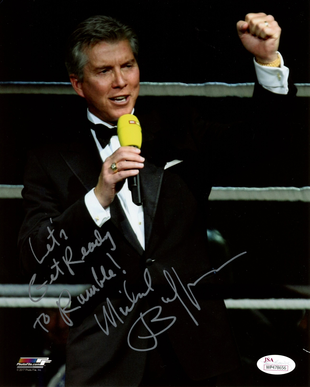 Michael Buffer Autographed/Signed Boxing 8x10 Photo Lets Rumble JSA