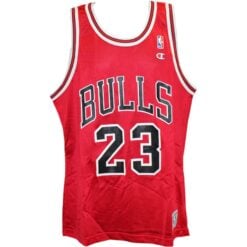Michael Jordan Chicago Bulls Champion Brand Size 44 Red Jersey 58400