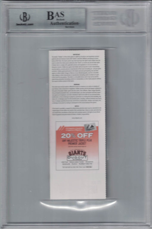 Madison Bumgarner Signed San Francisco Giants Ticket 1st MLB HR BAS Slab 25228