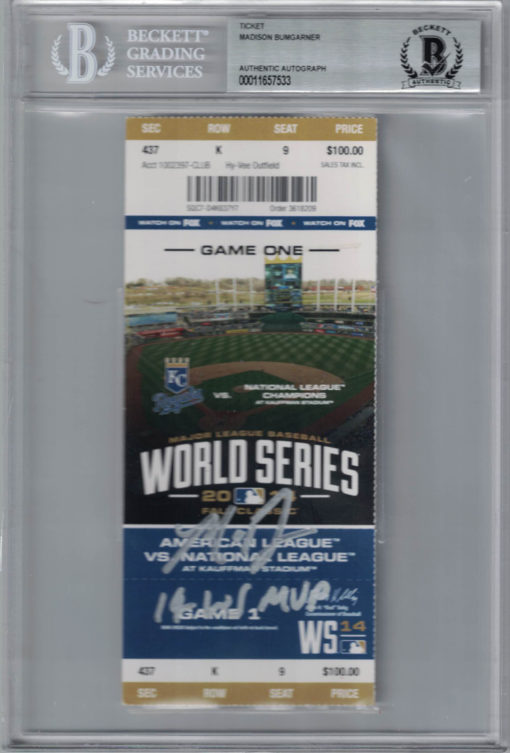 Madison Bumgarner Signed Giants 2014 World Series Game 1 Ticket MVP BAS