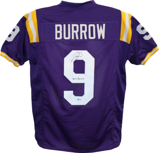 Joe Burrow Autographed/Signed College Style Purple XL Jersey Heisman BAS 26533