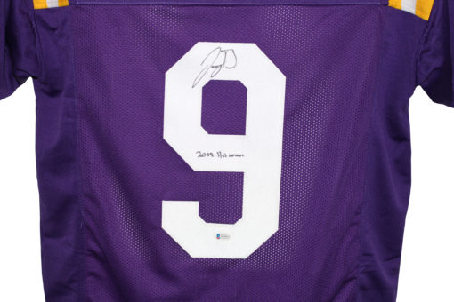 Joe Burrow Autographed/Signed College Style Purple XL Jersey Heisman BAS 26533