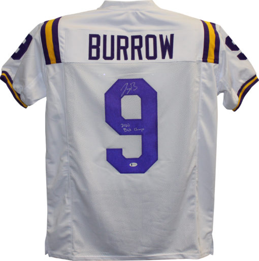 Joe Burrow Autographed/Signed College Style White XL Jersey BCS Champs BAS 26532