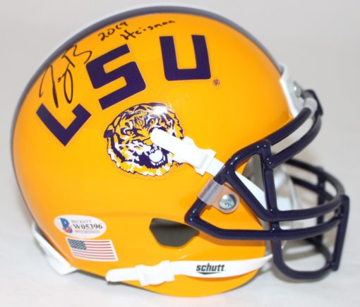 Joe Burrow Autographed/Signed LSU Tigers Yellow Mini Helmet Heisman BAS 26175