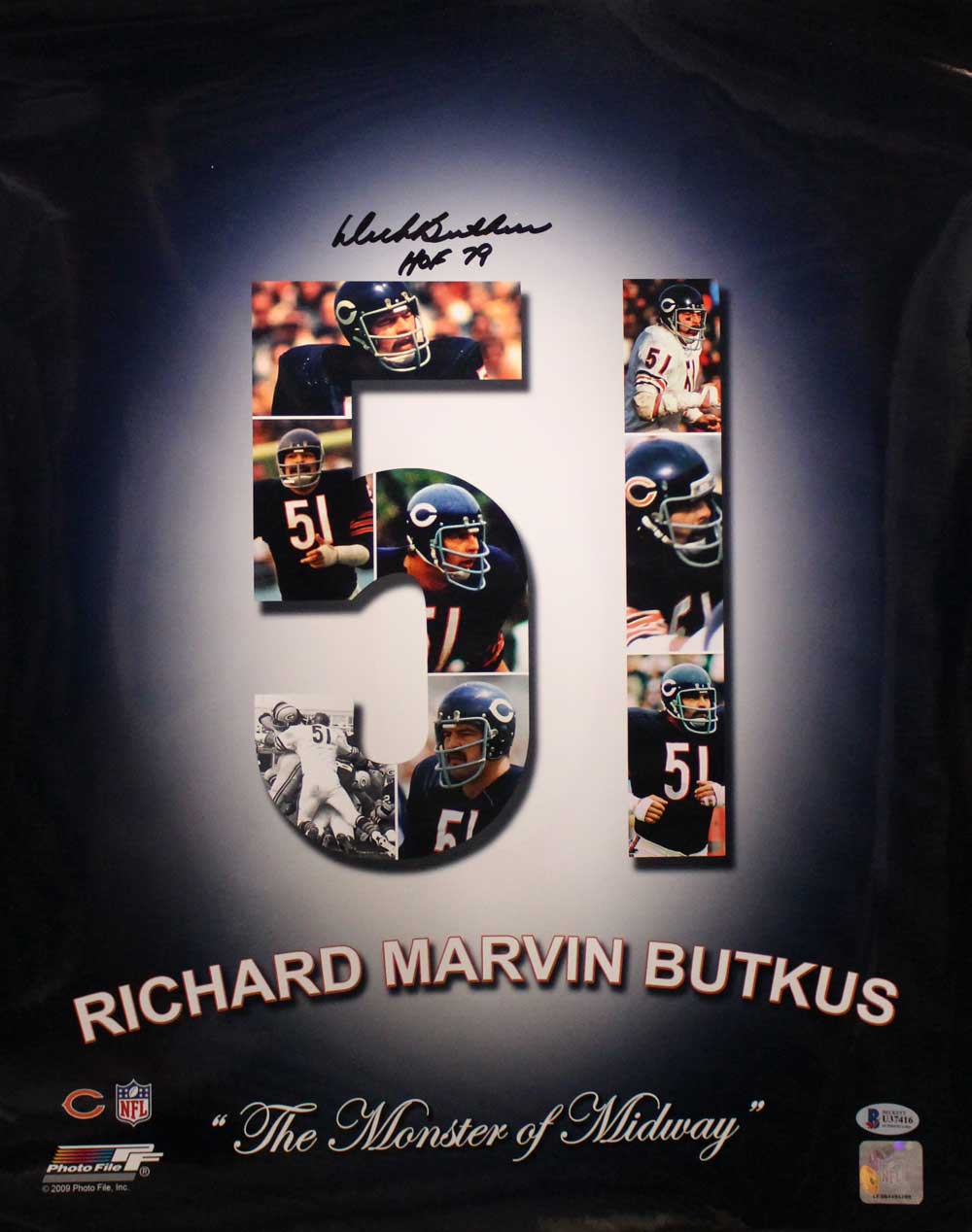 Dick Butkus Autographed/Signed Chicago Bears 16x20 Photo HOF BAS 30049