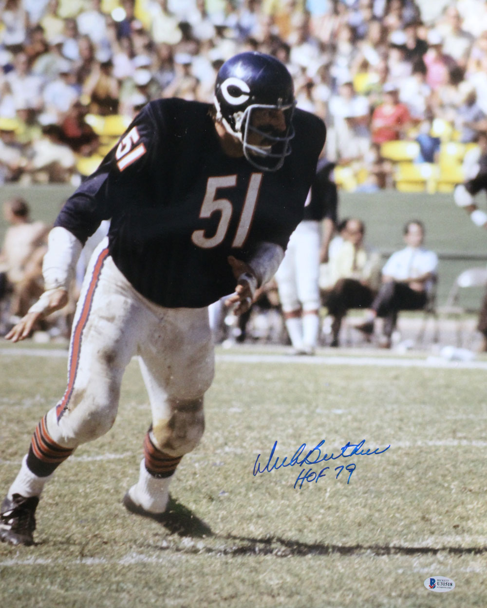 Dick Butkus Autographed/Signed Chicago Bears 16x20 Photo HOF BAS 29050