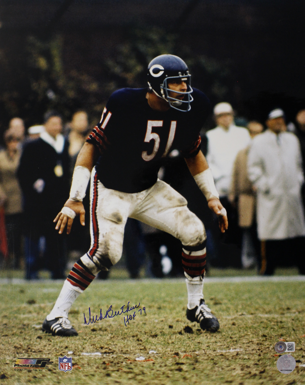 Dick Butkus Autographed Chicago Bears Dry Mounted 16x20 Photo Beckett