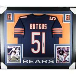 Dick Butkus Autographed/Signed Pro Style Size XL Framed Jersey Blue #1 JSA 58640