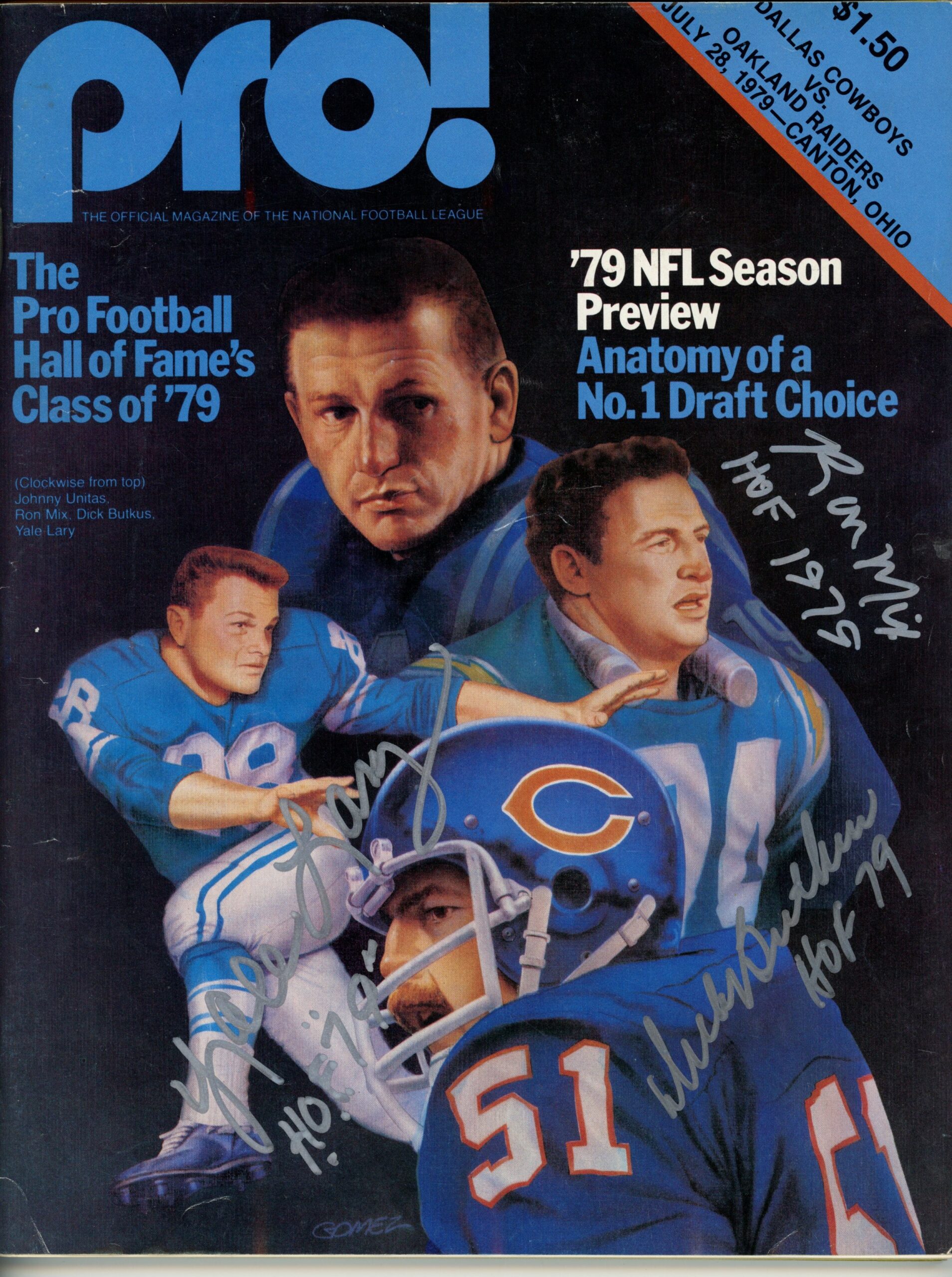 Dick Butkus Yale Lary Ron Mix Autographed Pro! 07/28/1979  Magazine JSA 55066