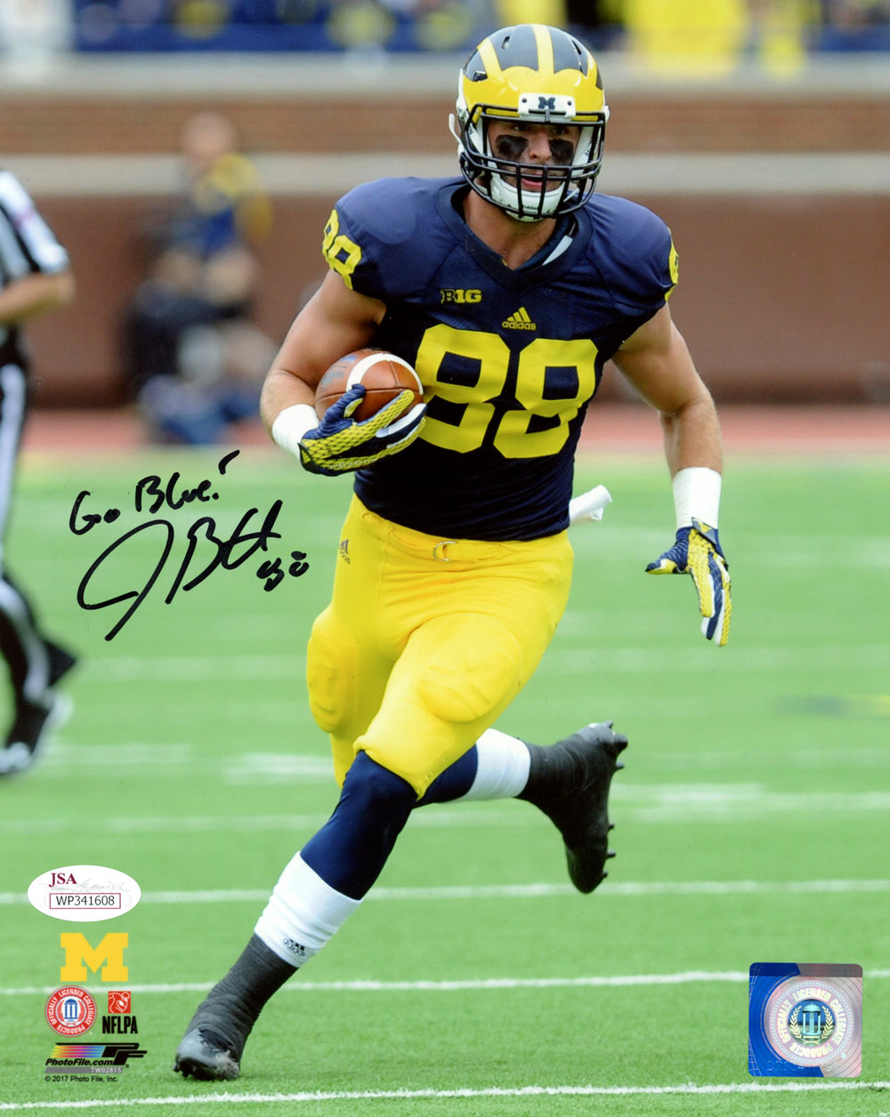 Jake Butt Autographed Michigan Wolverines 8x10 Photo Go Blue JSA