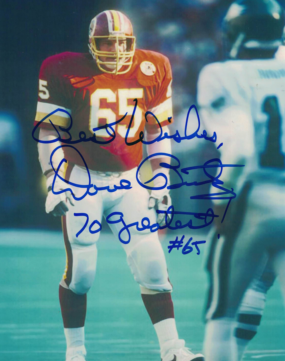 Dave Butz Autographed/Signed Washington Redskins 8x10 Photo Best Wishes 27807