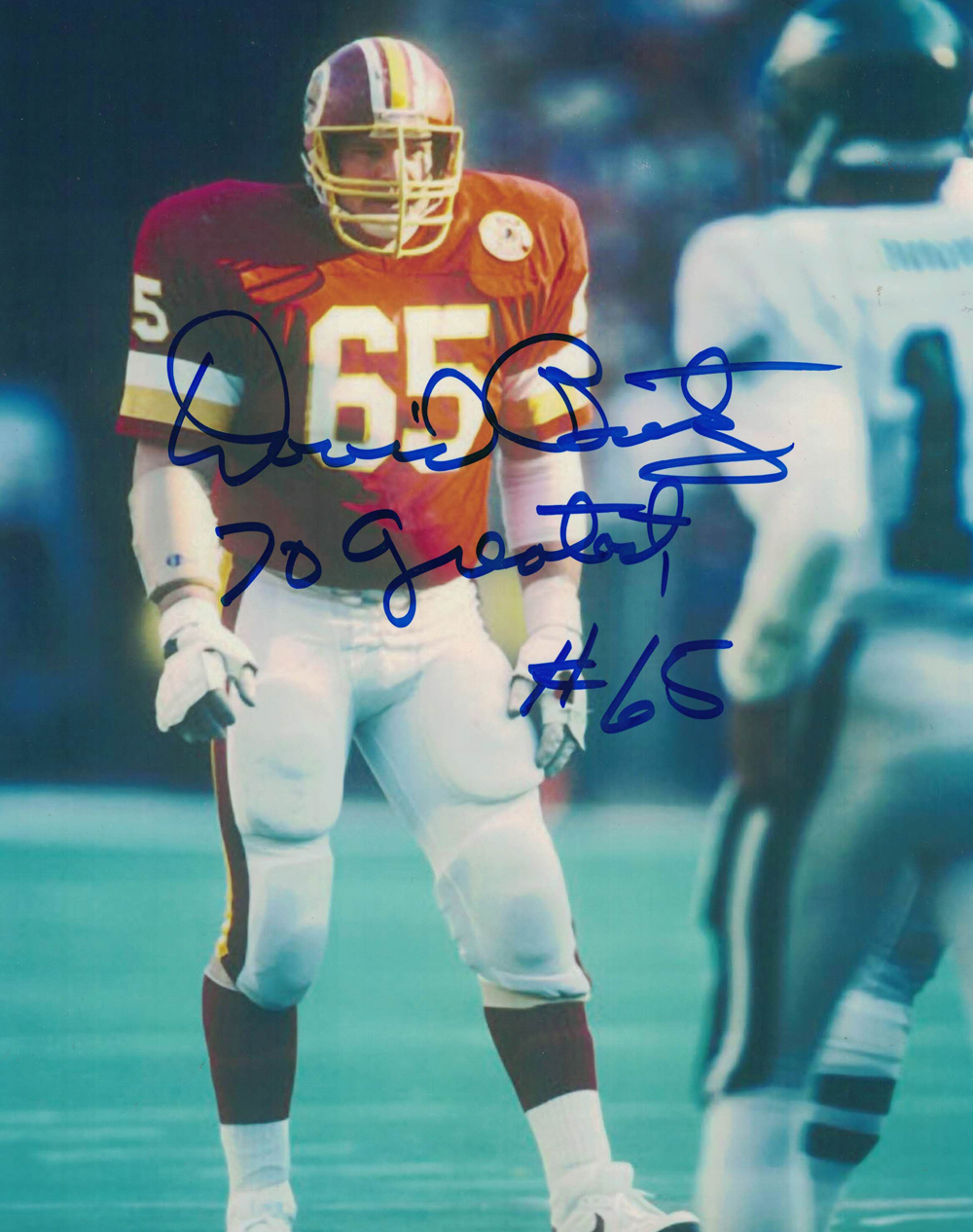 Dave Butz Autographed/Signed Washington Redskins 8x10 Photo 70 Greatest 27808