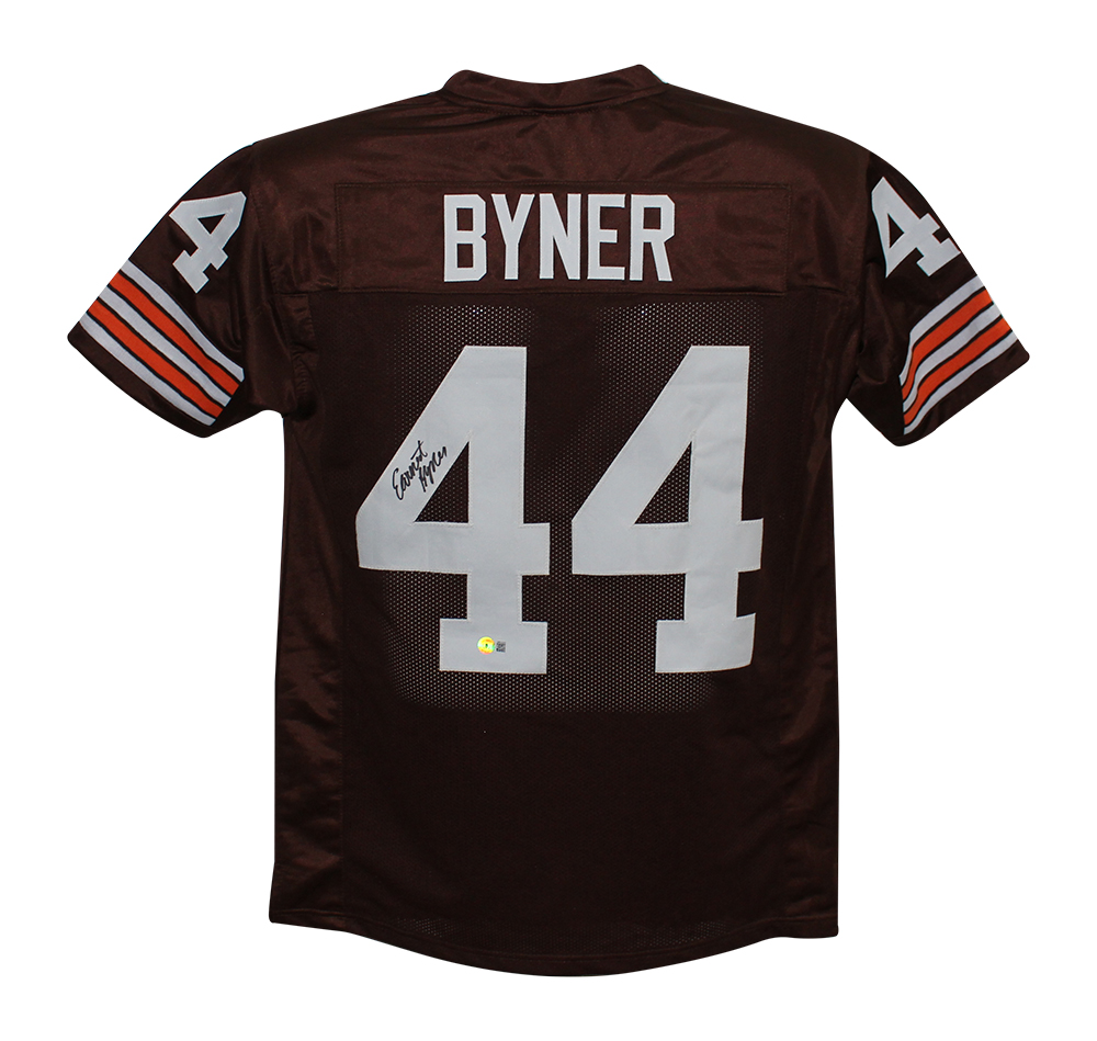 Earnest Byner Autographed/Signed Pro Style Brown XL Jersey Beckett