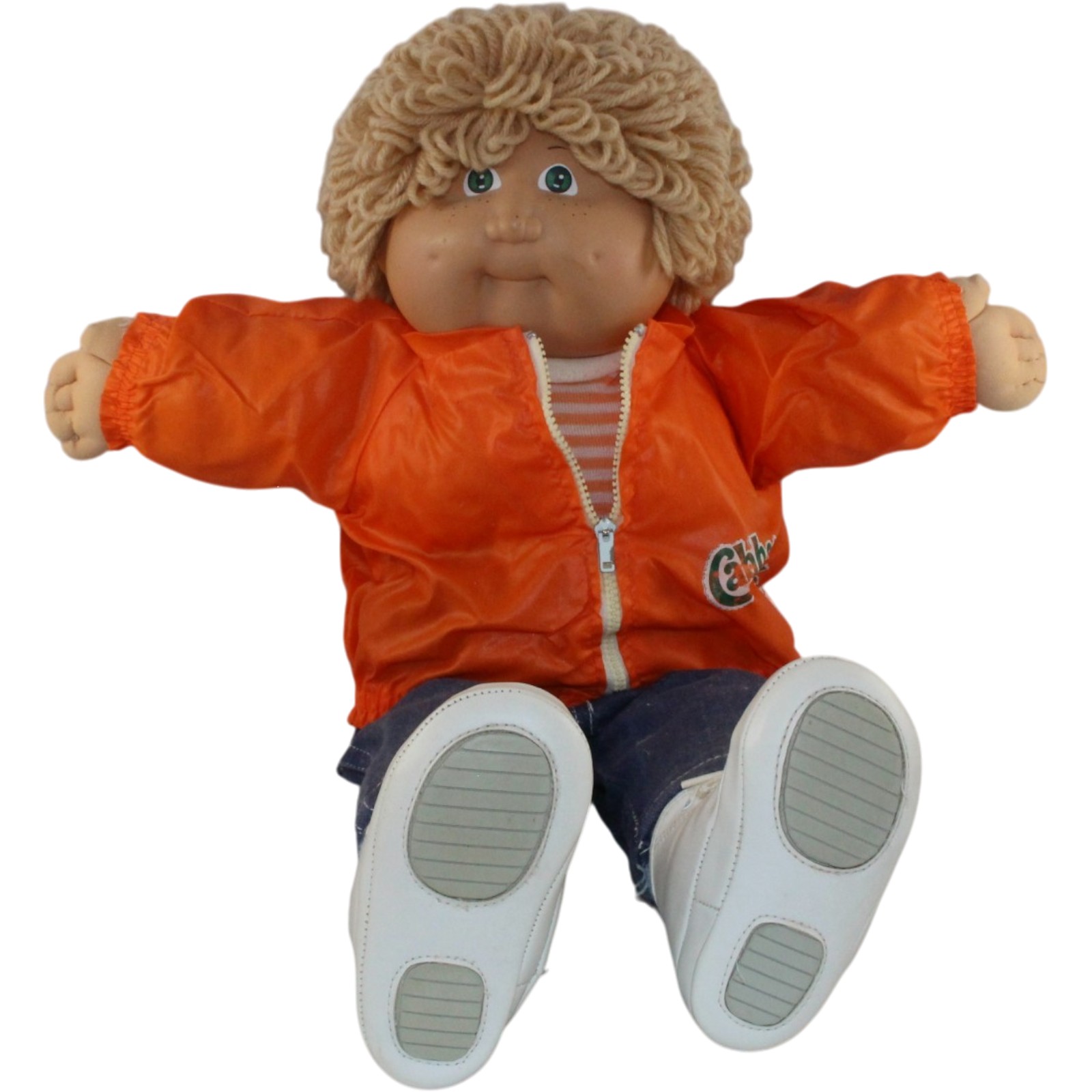 1983 Cabbage Patch Kids Collectible Blonde Green Eyes Jacket Jeans Doll 55515