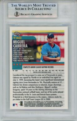 Miguel Cabrera Autographed 2000 Topps Traded Chrome #T40 Card Slab Beckett 57108