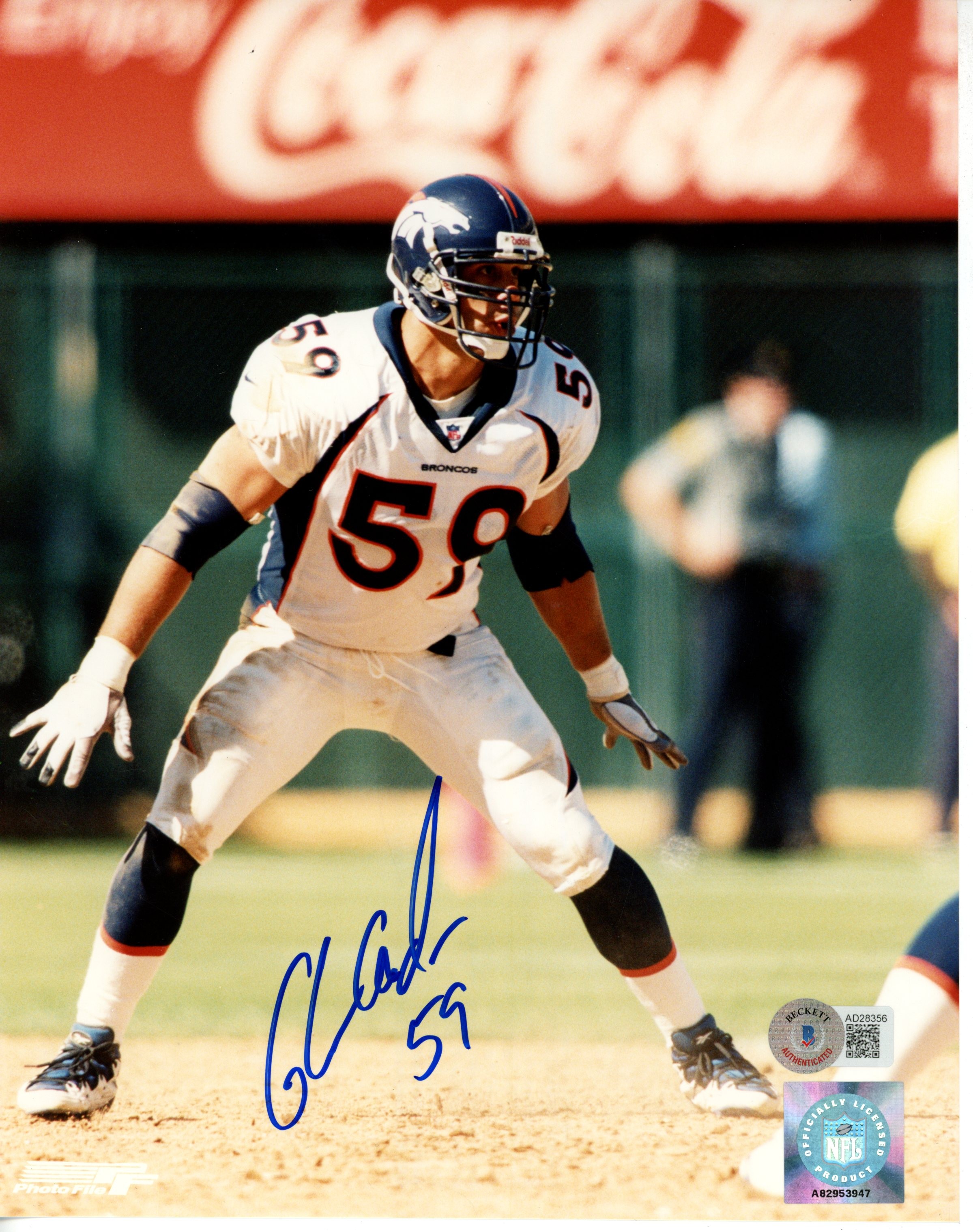 Glenn Cadrez Autographed/Signed Denver Broncos 8x10 Photo Beckett 55853