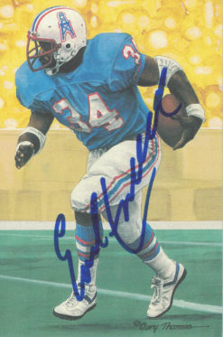Earl Campbell Autographed Houston Oilers Goal Line Art Card Blue 24348