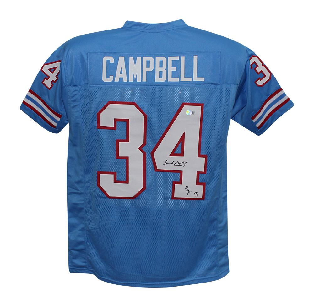 Earl Campbell Autographed/Signed Pro Style Blue XL Jersey HOF Beckett