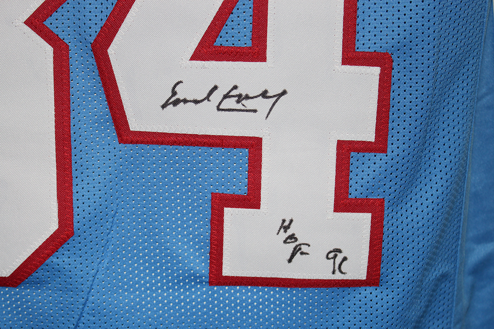 Earl Campbell Autographed/Signed Pro Style Blue XL Jersey HOF Beckett