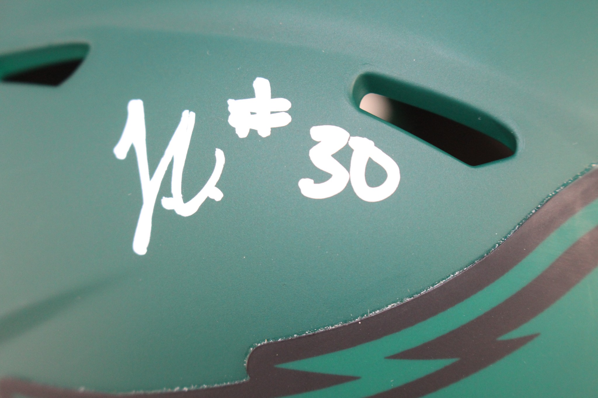 Jihaad Campbell Autographed Philadelphia Eagles Mini Helmet Rave Beckett 52732