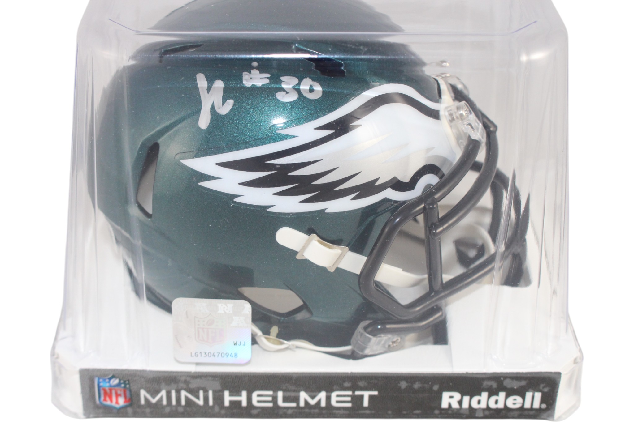 Jihaad Campbell Autographed/Signed Philadelphia Eagles Mini Helmet Beckett 52729 5 Jihaad Campbell Autographed/Signed Philadelphia Eagles Mini Helmet Beckett 52729
