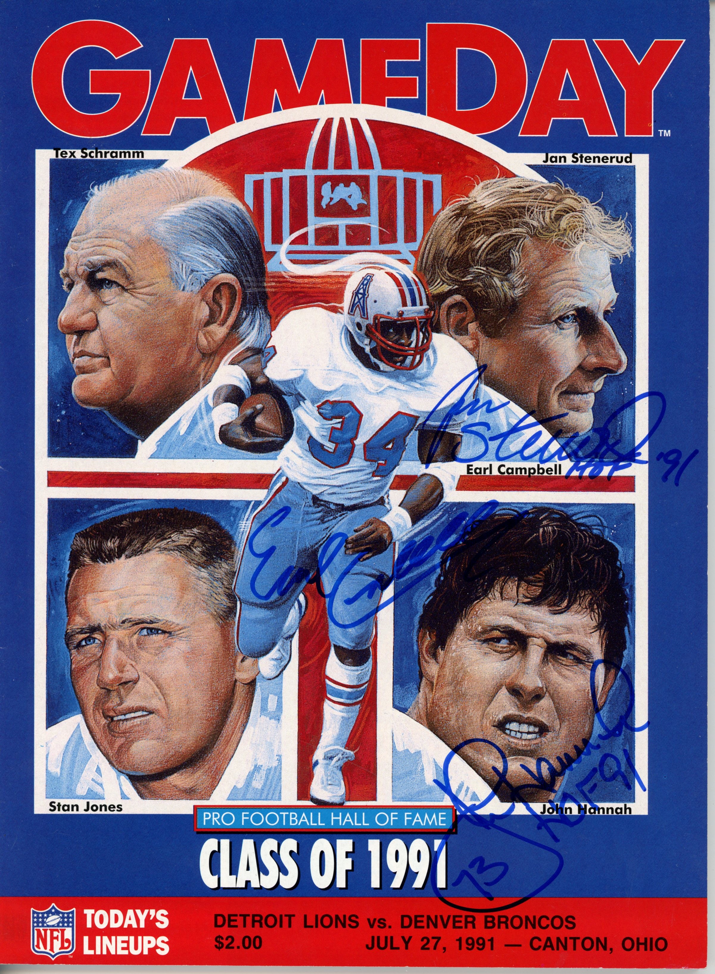 Earl Campbell Jan Stenerud John Hannah Signed Hall of Fame Magazine JSA 55084