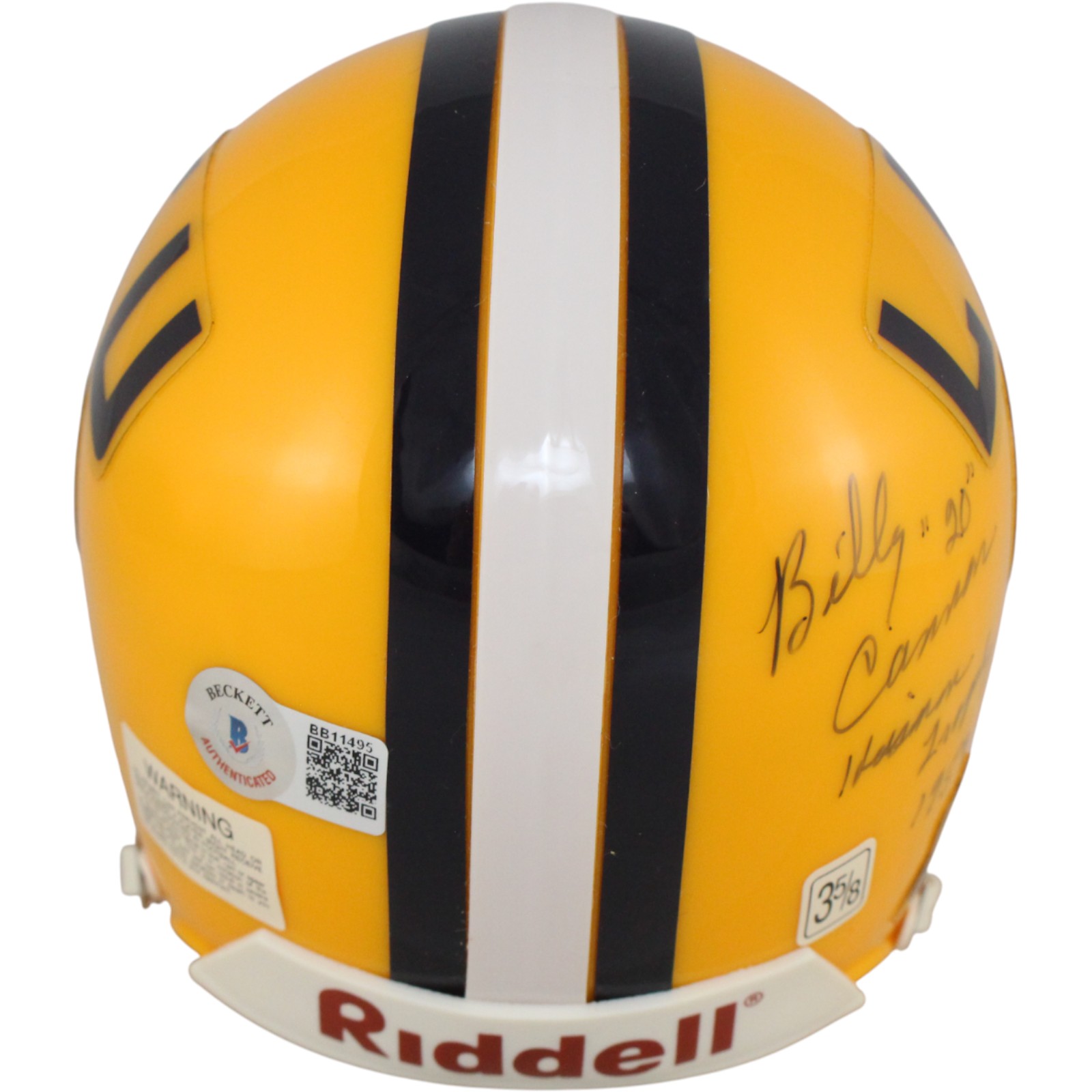 Billy Cannon Autographed LSU Tigers VSR4 Mini Helmet Heisman Beckett 52750 3 Billy Cannon Autographed LSU Tigers VSR4 Mini Helmet Heisman Beckett 52750