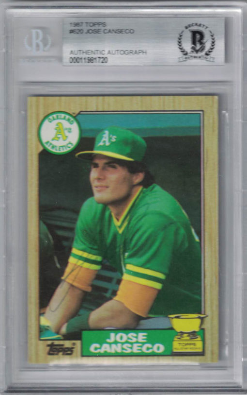 Jose Canseco Signed Oakland Athletics 1987 Topps # 620 Trading Card BAS 27005