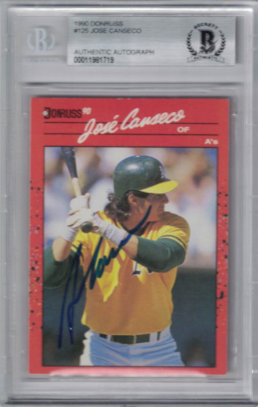 Jose Canseco Signed Oakland Athletics 1990 Donruss #125 Trading Card BAS 27050