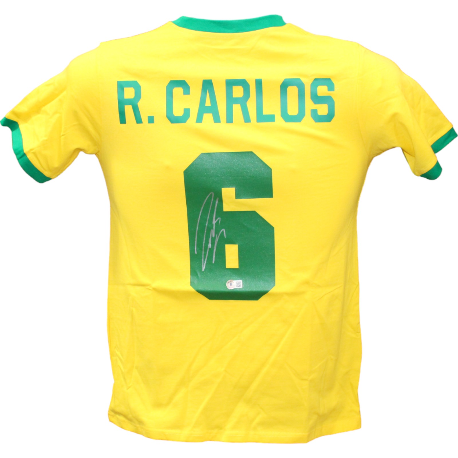 Roberto Carlos Autographed/Signed National Style Yellow Jersey Beckett