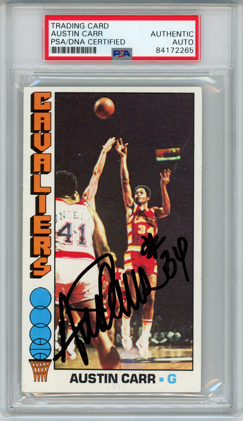 Austin Carr Autographed Cavaliers 1969 Topps #53 Trading Card PSA Slab 32906