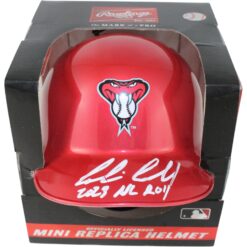Corbin Carroll Signed Arizona Diamondbacks Alt Mini Helmet NL ROY Fanatics 53692