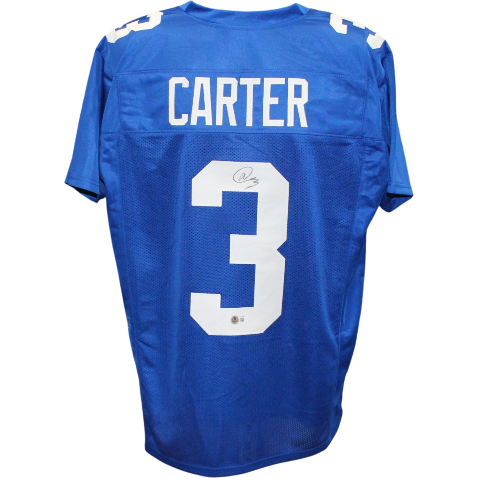Abdul Carter Autographed Pro Style Sz XL Blue Jersey Beckett Witness 56890