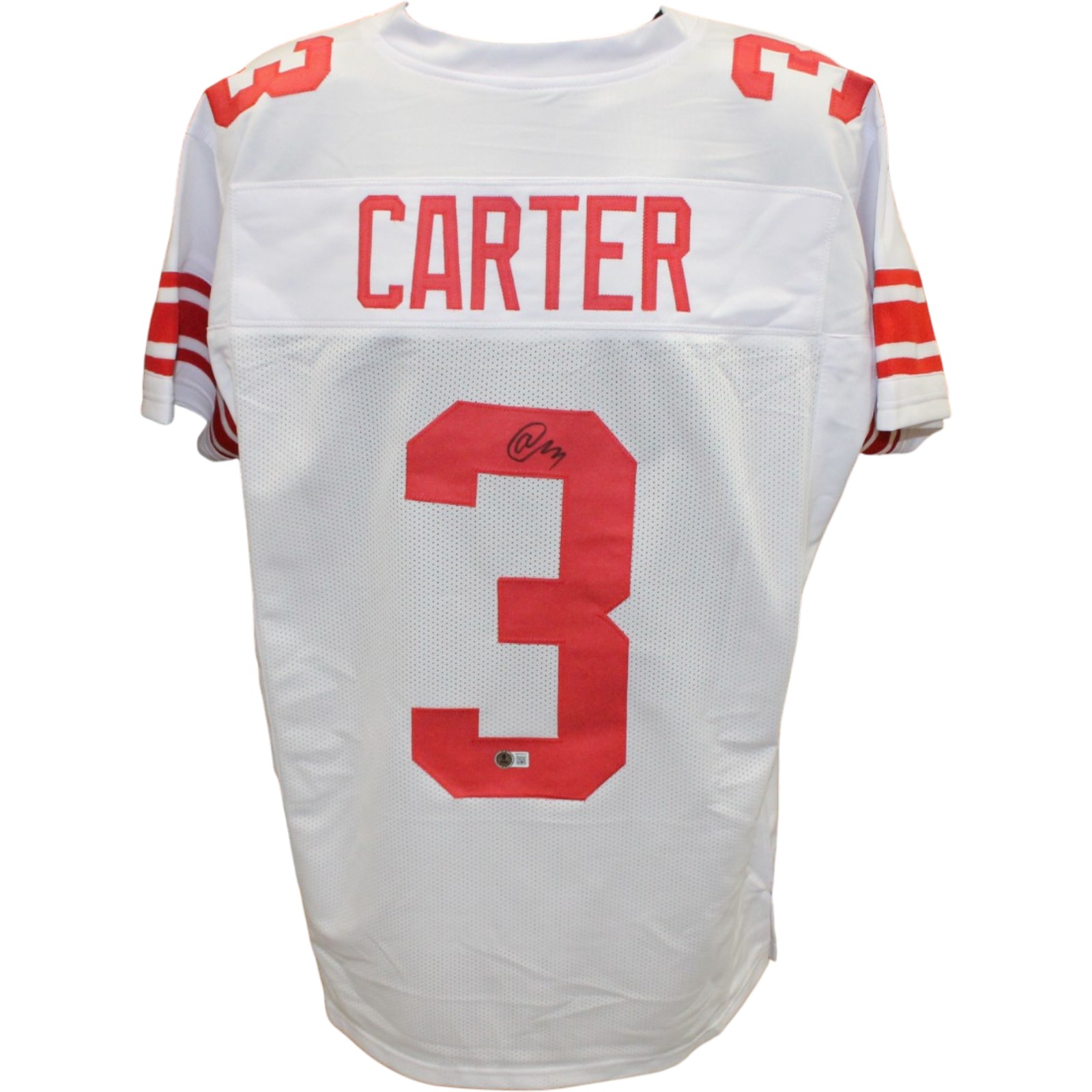Abdul Carter Autographed Pro Style Sz XL White Jersey Beckett Witness 56889 1 Abdul Carter Autographed Pro Style Sz XL White Jersey Beckett Witness 56889