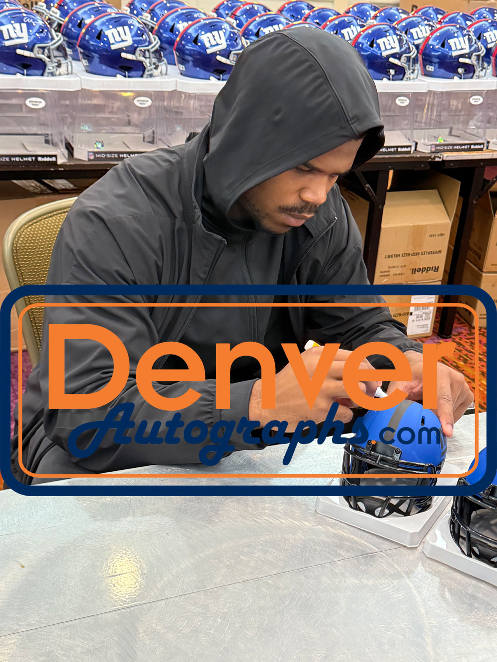 Abdul Carter Autographed New York Giants Rave Mini Helmet Beckett Witness 53449 5 Abdul Carter Autographed New York Giants Rave Mini Helmet Beckett Witness 53449