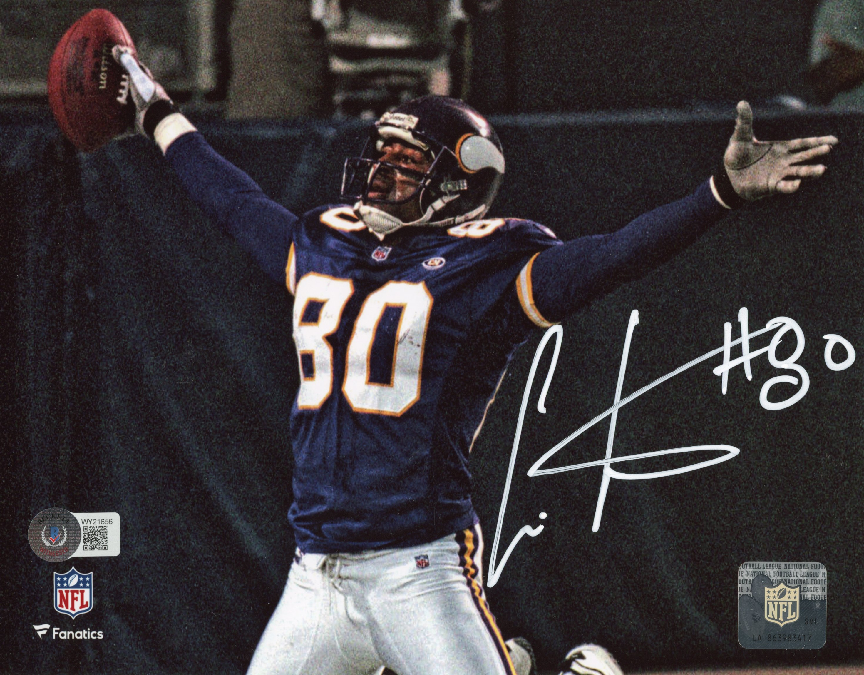 Cris Carter Autographed/Signed Minnesota Vikings 8x10 Photo Beckett 