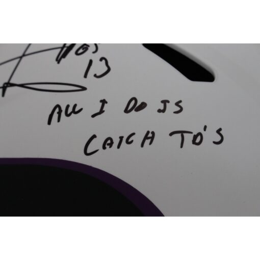 Cris Carter Autographed Minnesota Vikings F/S Lunar Helmet 2 Insc. Beckett 47385