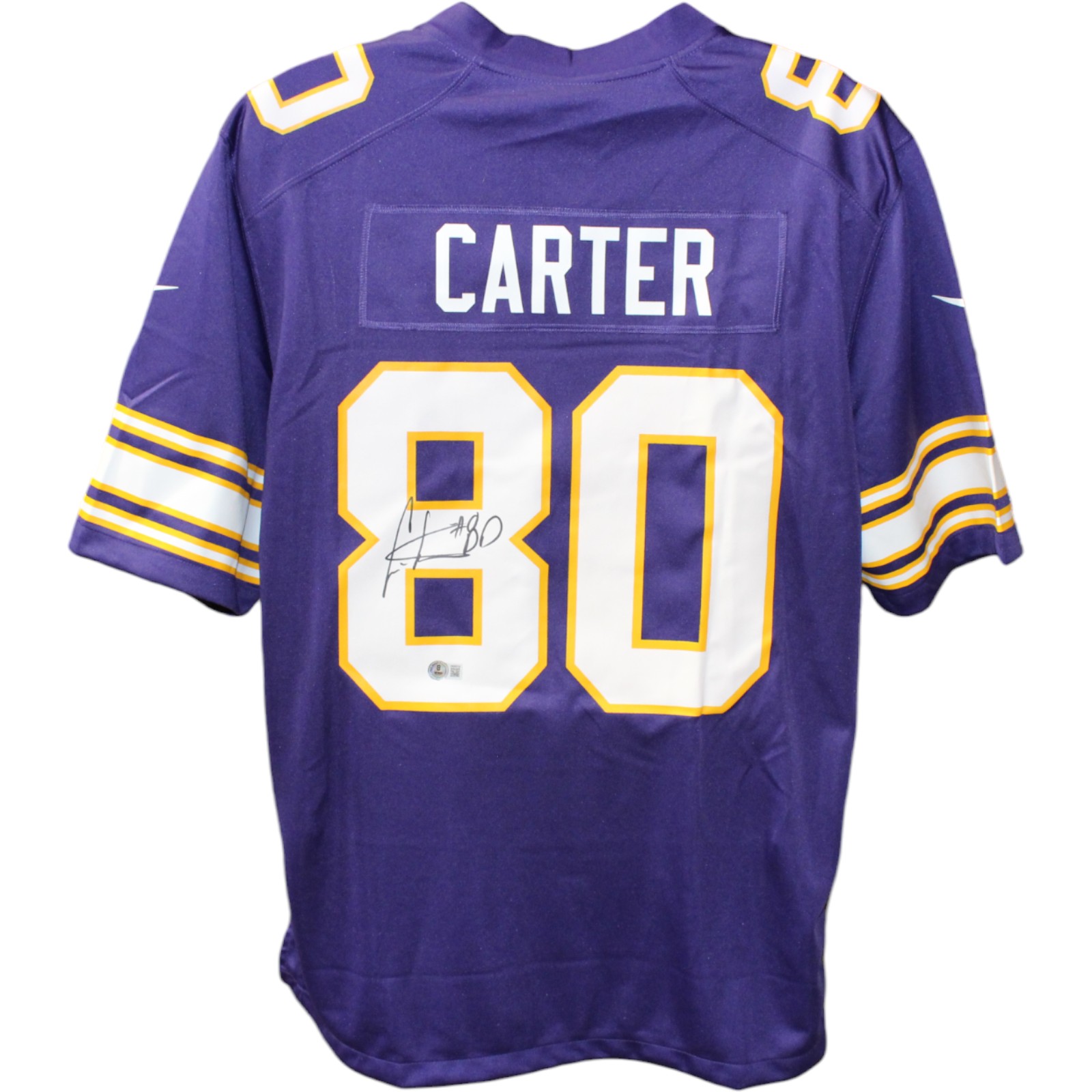 Cris Carter Autographed/Signed Purple Nike Classic Jersey Beckett 44674