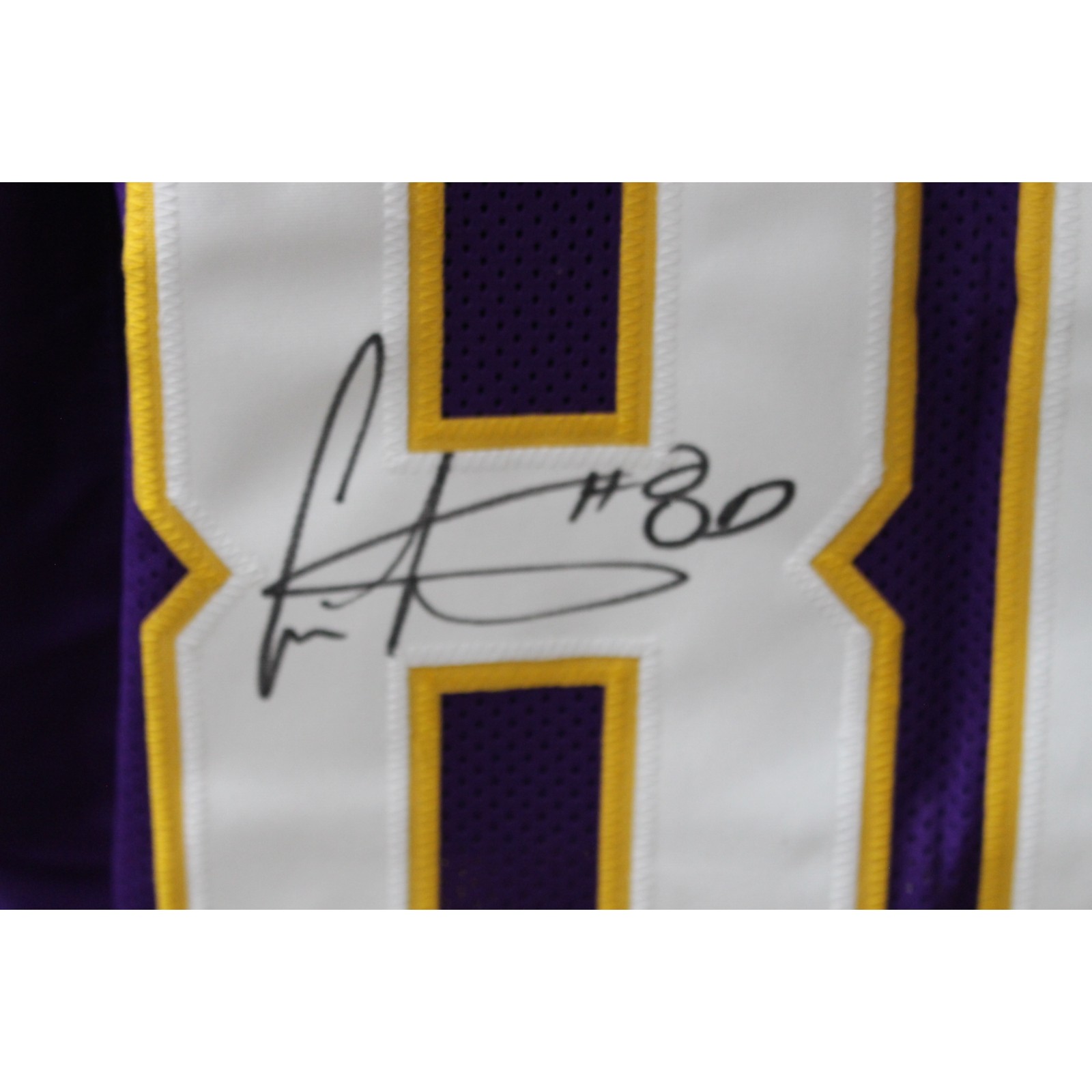 Cris Carter Autographed/Signed Pro Style Purple Jersey Beckett 44677