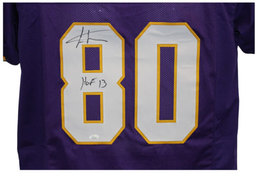 Cris Carter Autographed/Signed Pro Style Purple XL Jersey HOF JSA 26621