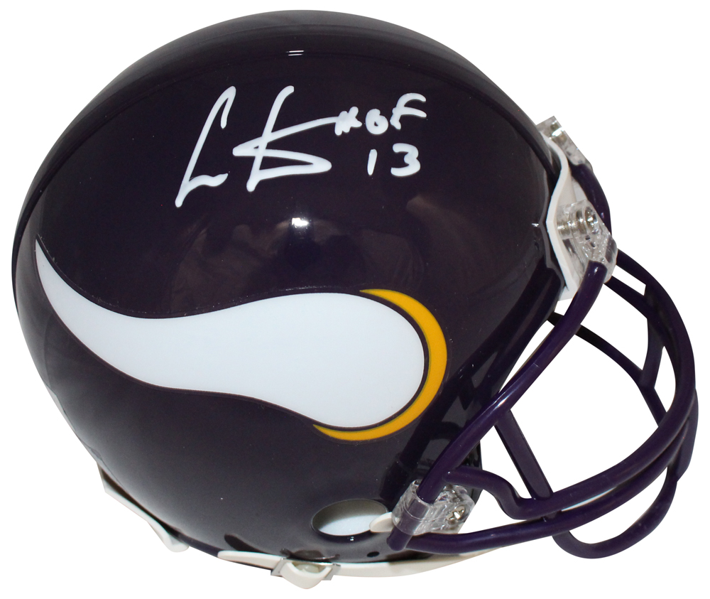 Cris Carter Signed Minnesota Vikings VSR4 TB HOF Mini Helmet Beckett 