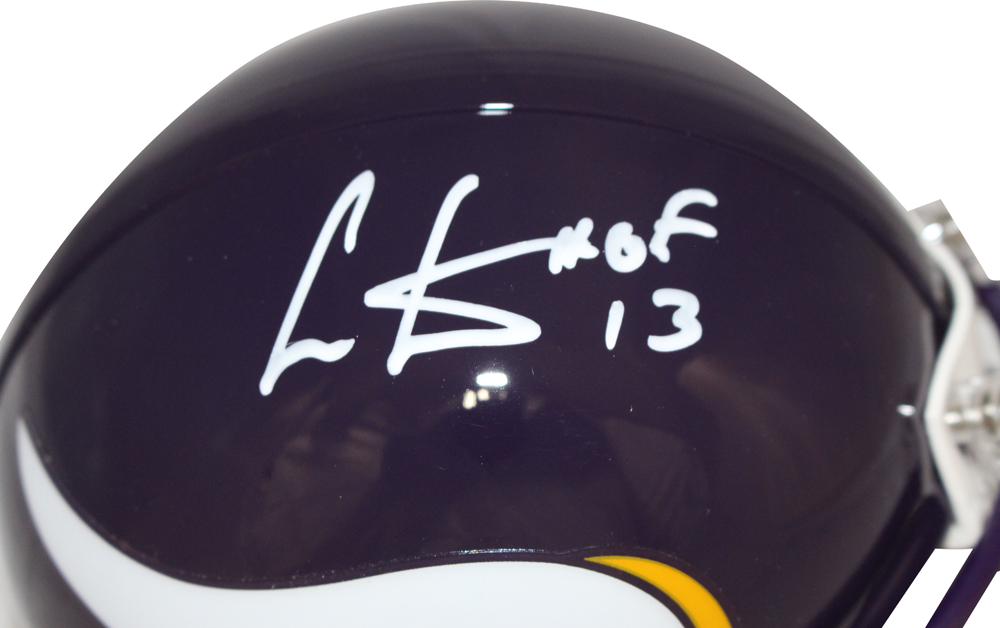 Cris Carter Signed Minnesota Vikings VSR4 TB HOF Mini Helmet Beckett