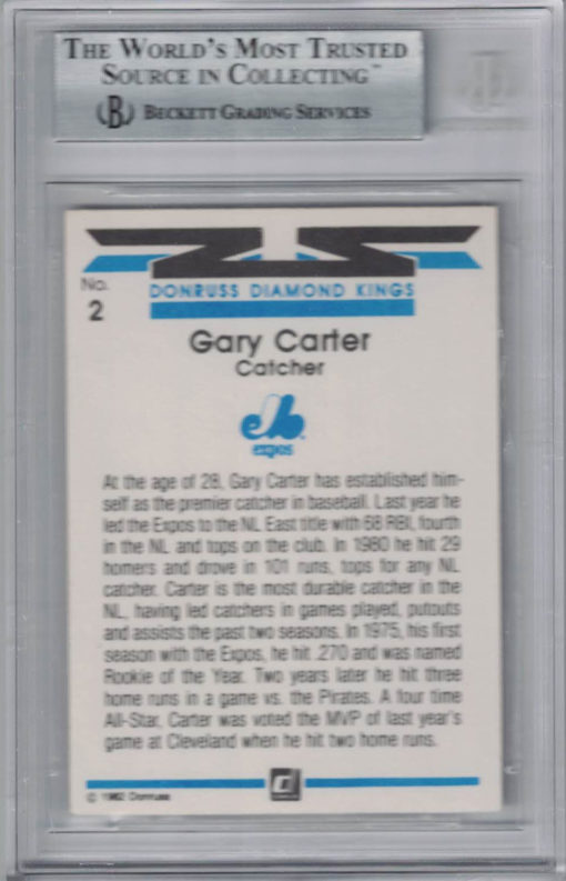 Gary Carter Signed Montreal Expos 1982 Donruss Diamond Kings Card BAS 27004