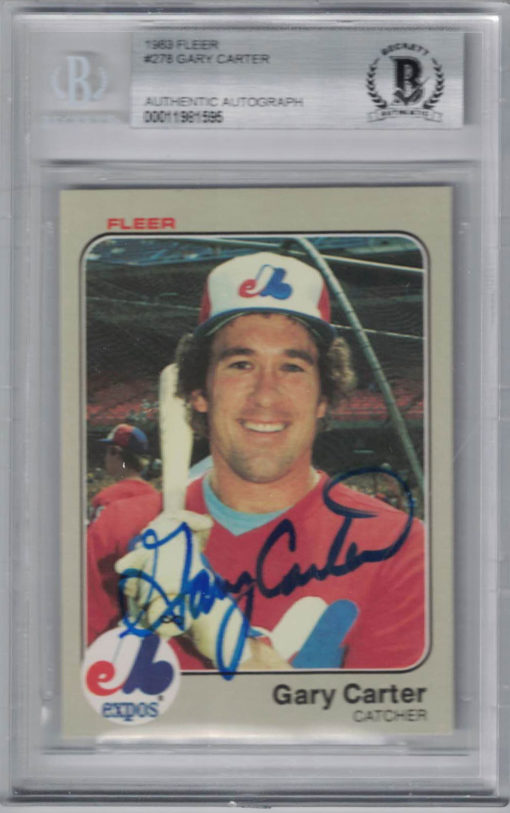 Gary Carter Autographed Montreal Expos 1983 Fleer #278 Trading Card BAS 27006