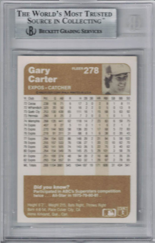 Gary Carter Autographed Montreal Expos 1983 Fleer #278 Trading Card BAS 27006