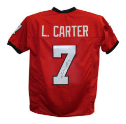 Lorenzo Carter Autographed/Signed College Style Red XL Jersey JSA 25103