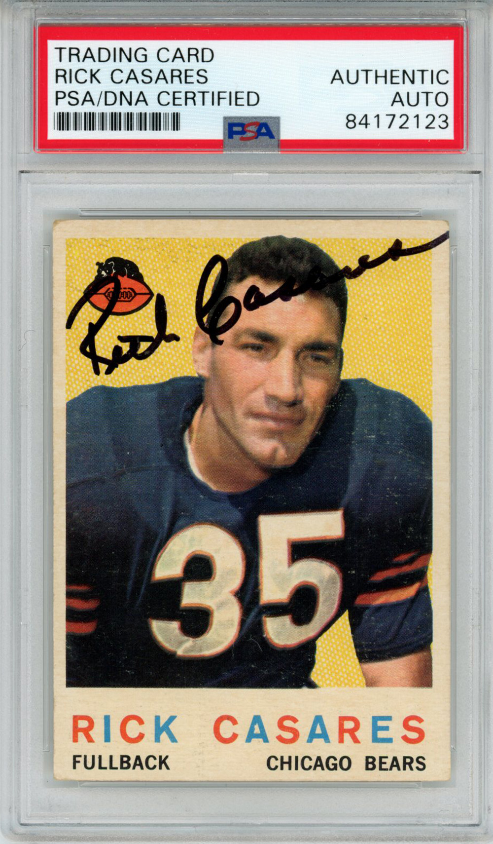 Rick Casares Autographed 1959 Topps #120 Trading Card PSA Slab