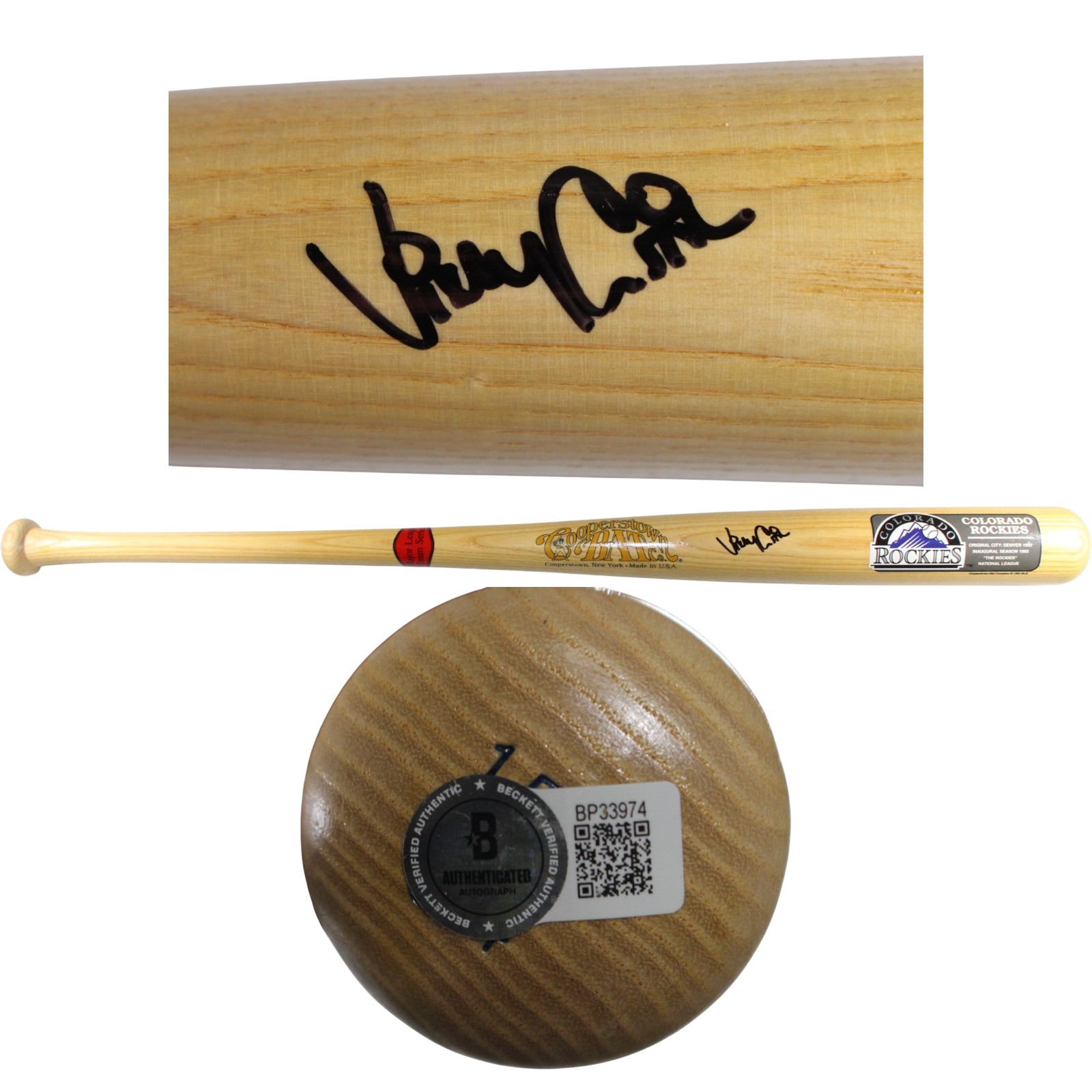 Vinny Castilla Autographed/Signed Colorado Rockies Baseball Bat Beckett 53412